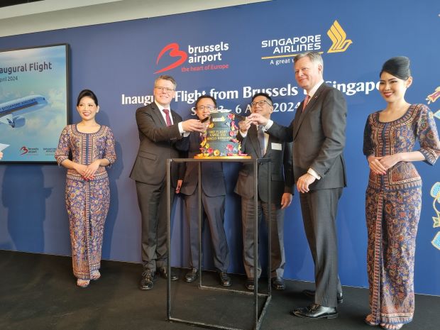 Singapore Airlines flight launch Brussels Airport